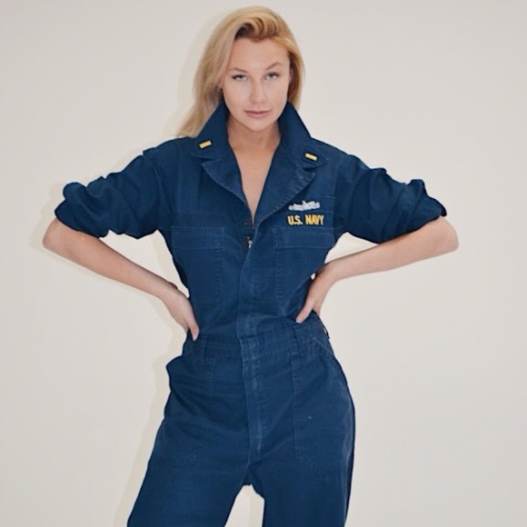 womens navy coveralls